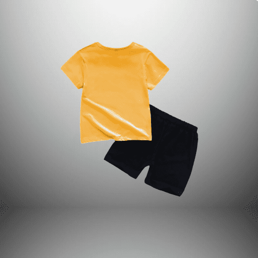 Boys Cute Print Yellowish orange T-shirt and Shorts Set - RKFCW352 - Image 2